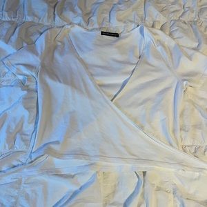 white brandy melville cross body tie cropped shirt